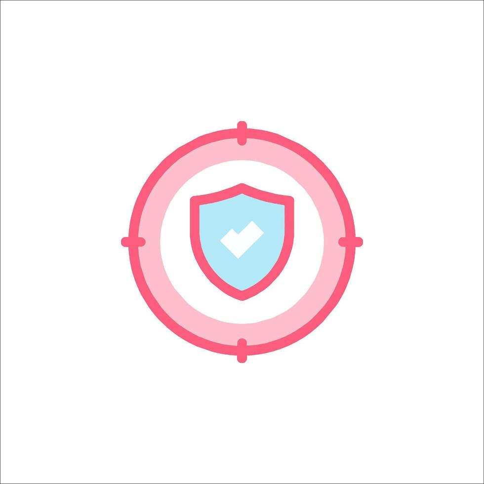 A pink shield with a check mark on it vector