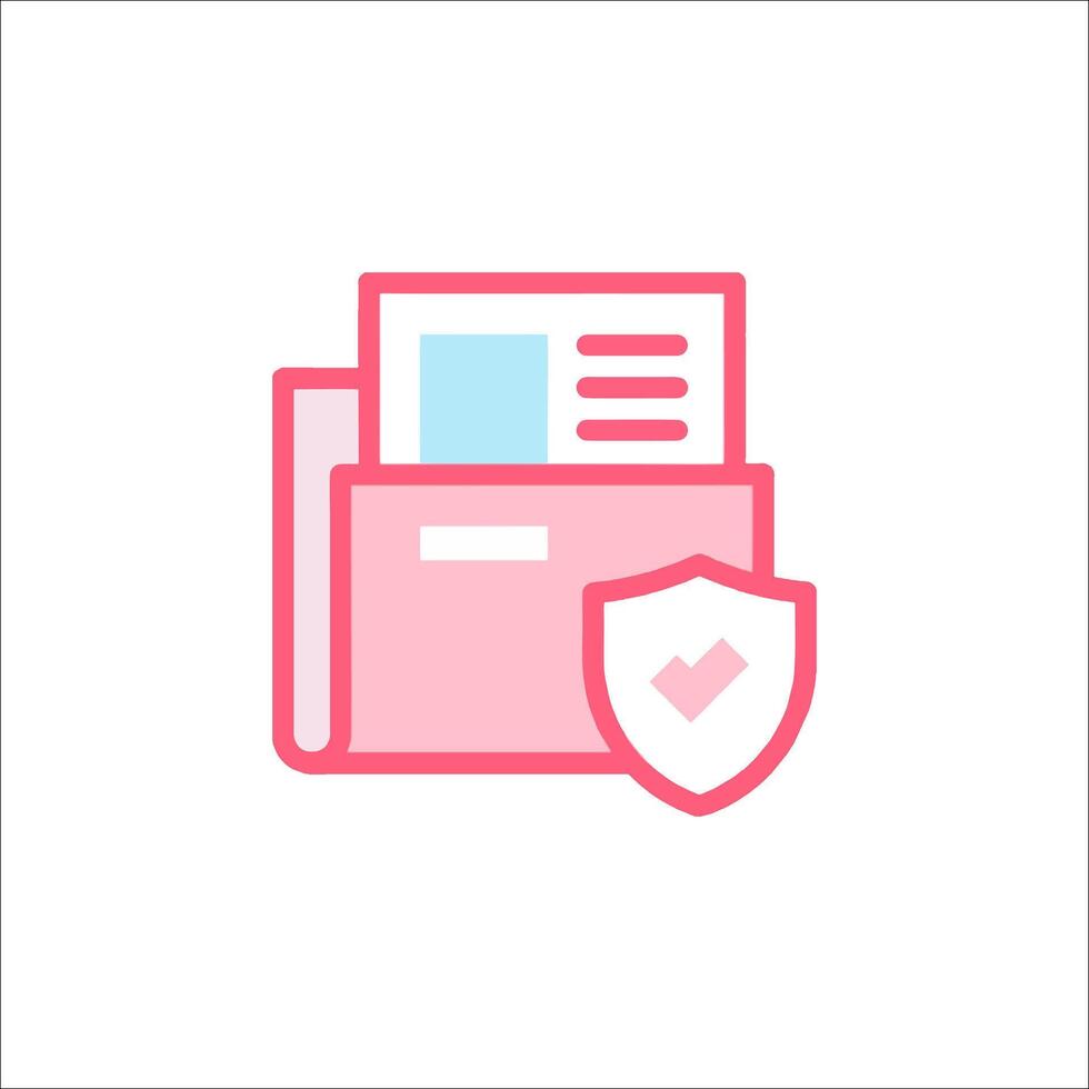 A pink folder with a shield and a check mark vector