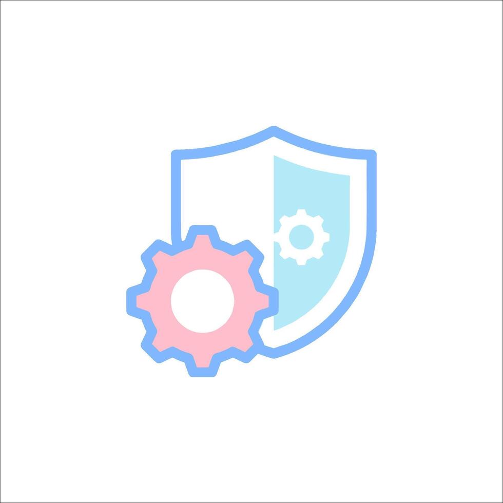 A shield with gears and a gear icon vector