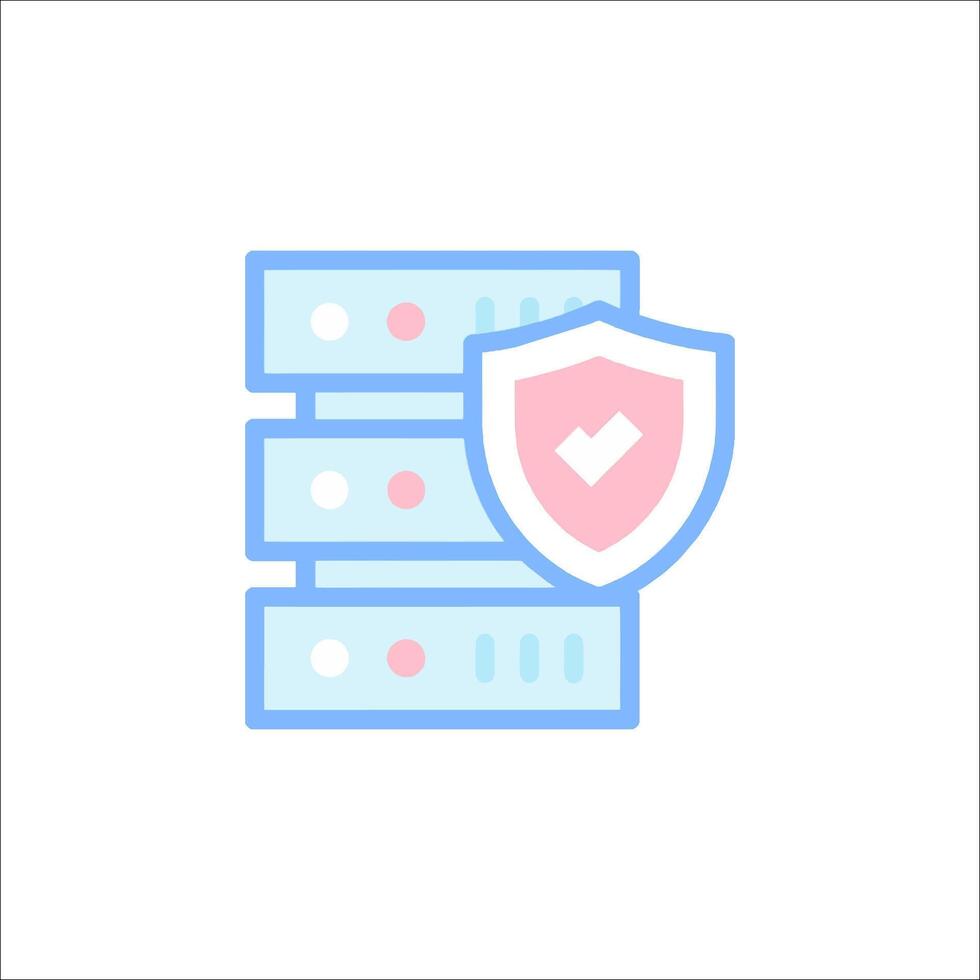 A server with a shield and a check mark vector