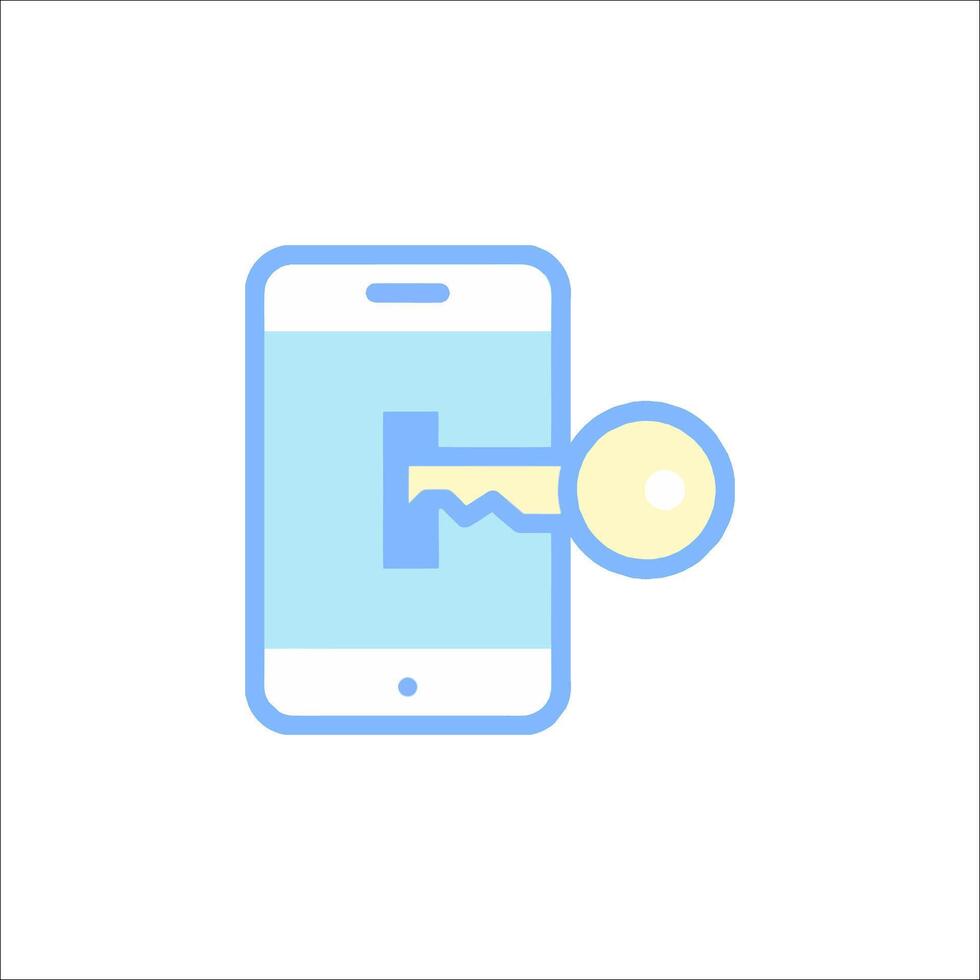 A phone with a key in the lock icon vector