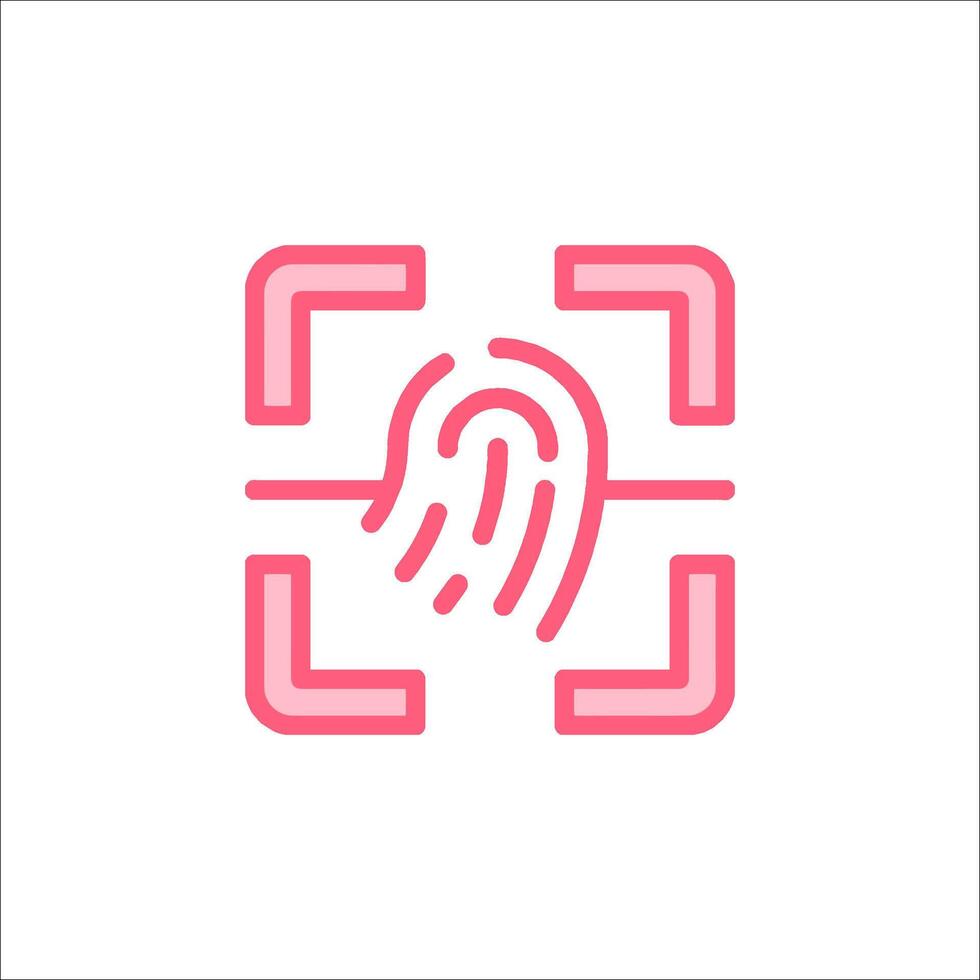 A pink icon with a fingerprint on it vector