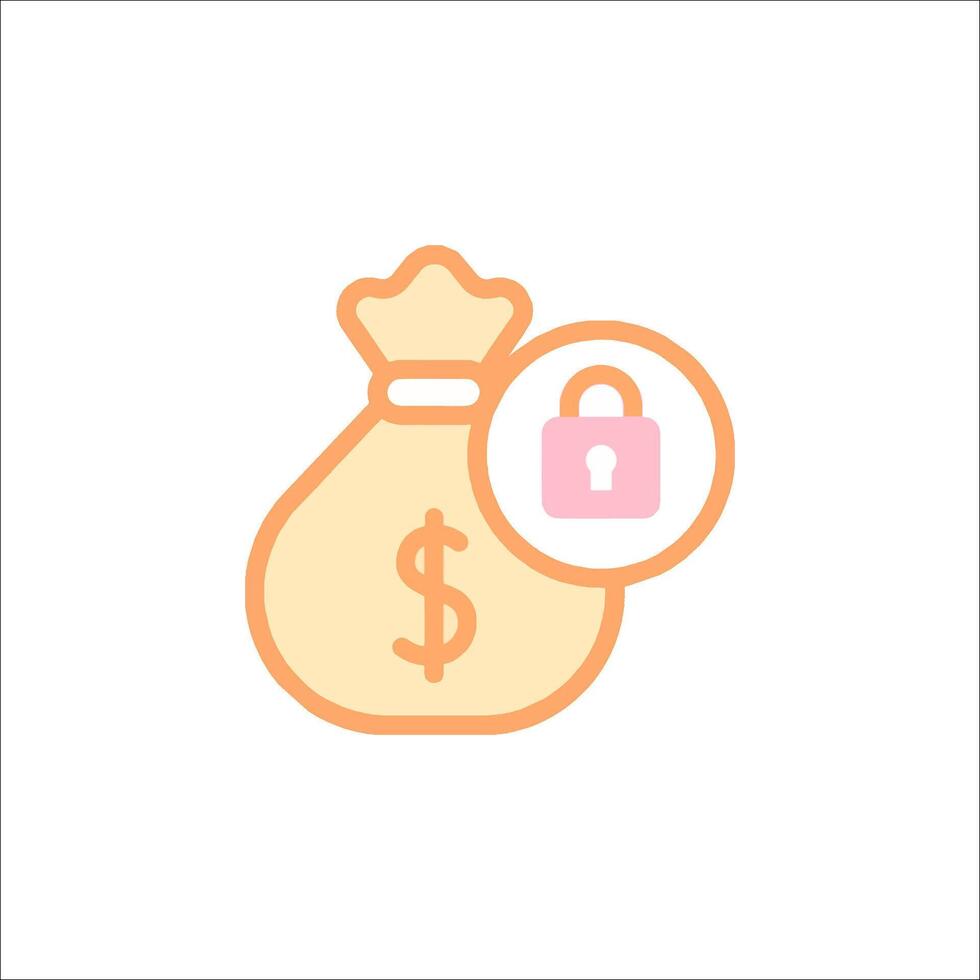 Money bag with padlock icon illustration vector
