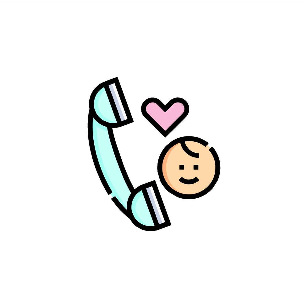 A phone icon with a baby and a heart vector