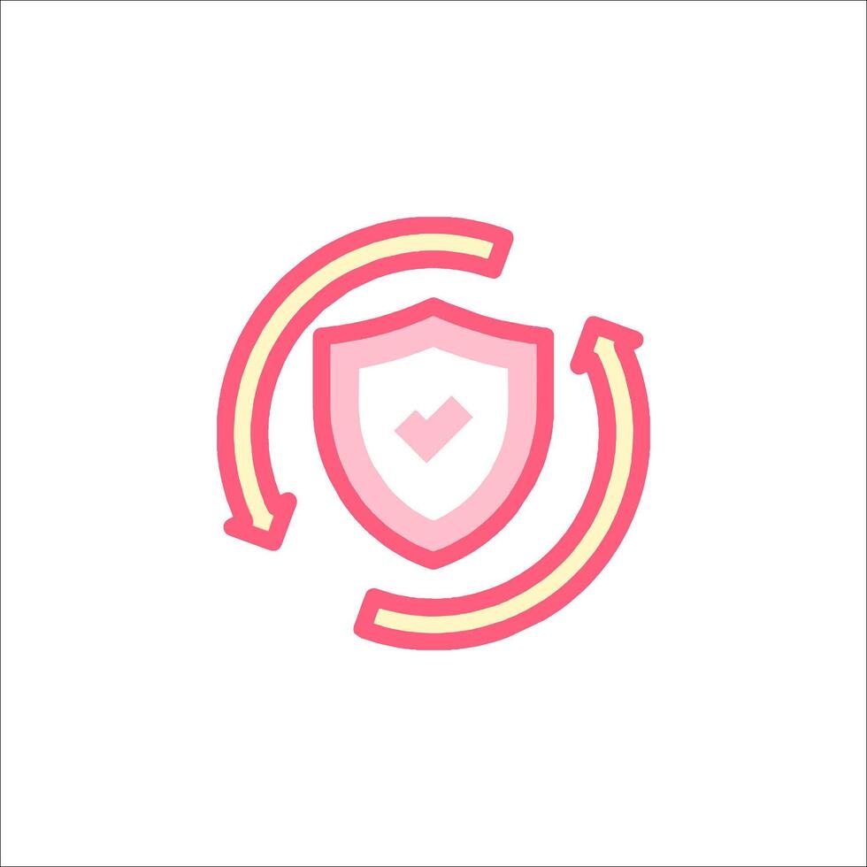 A pink shield with a check mark on it vector