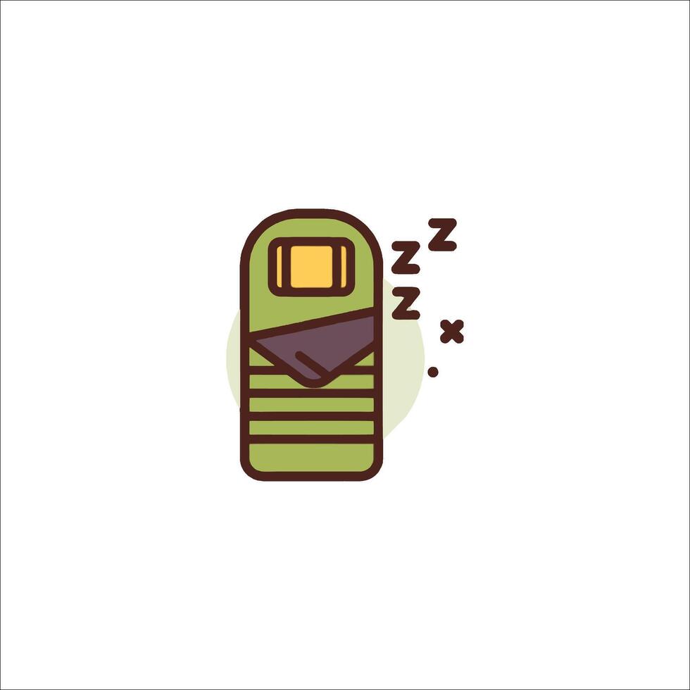 A sleeping bag icon with a sleeping bag vector