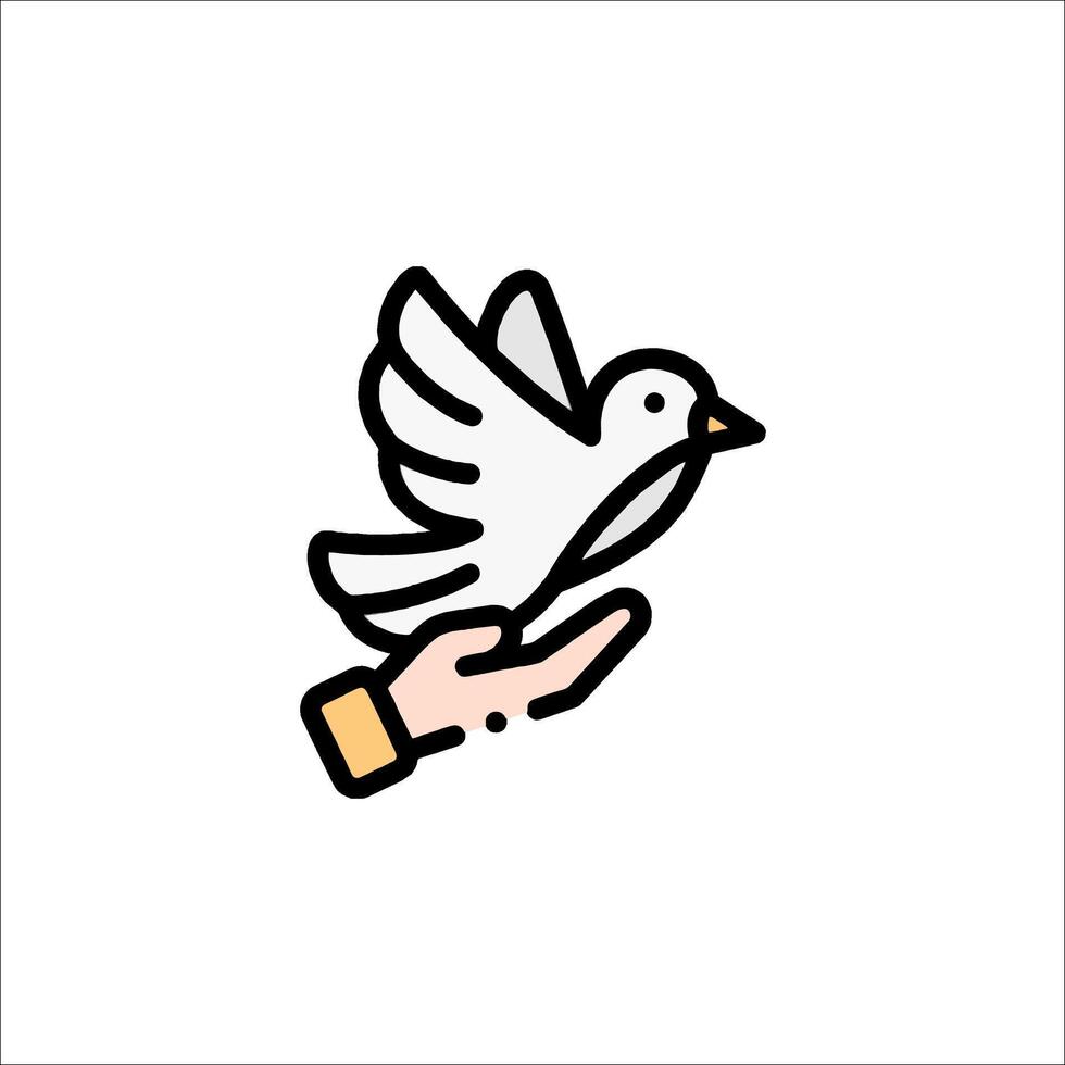 A white dove is flying in the hand of a person vector