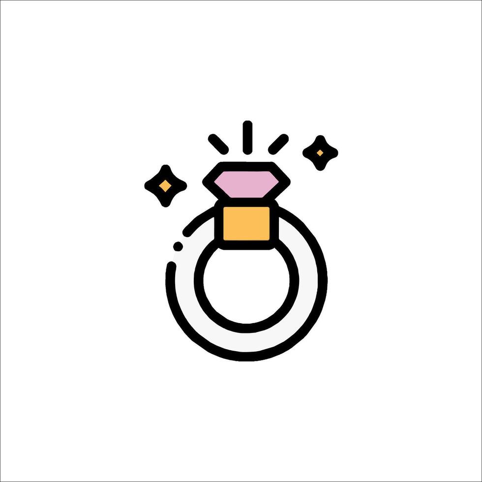 An illustration of a ring with a diamond vector