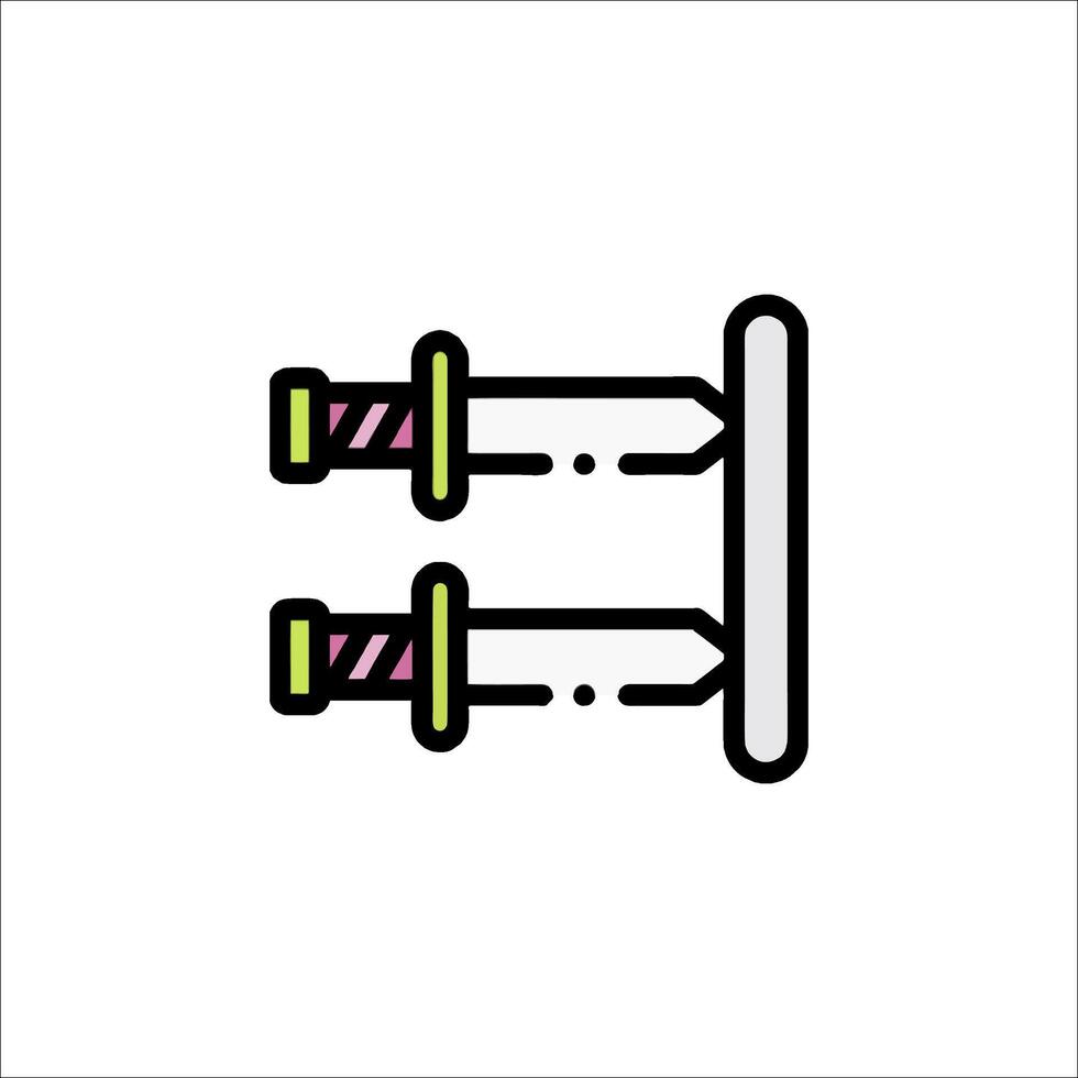 Two knives are shown in a line on a white background vector