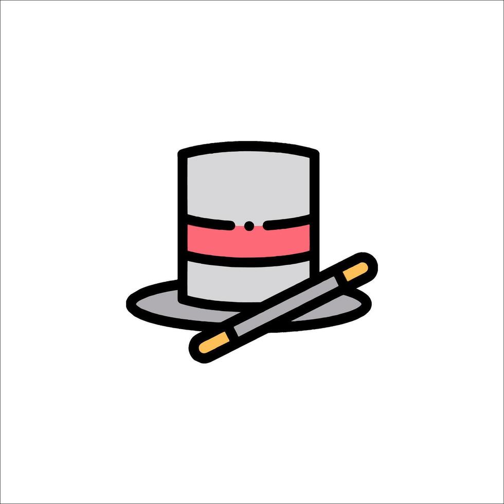 A top hat with a pencil and a red stripe vector