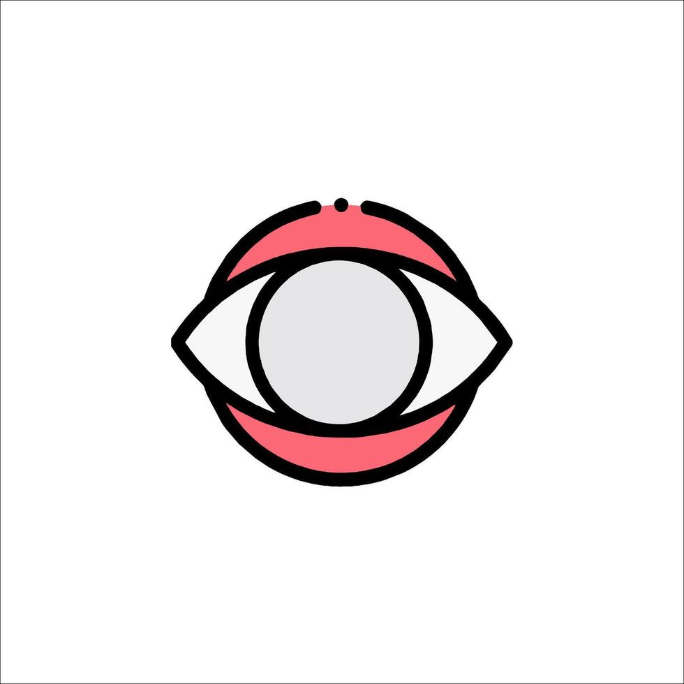 An eye icon with a red lip vector