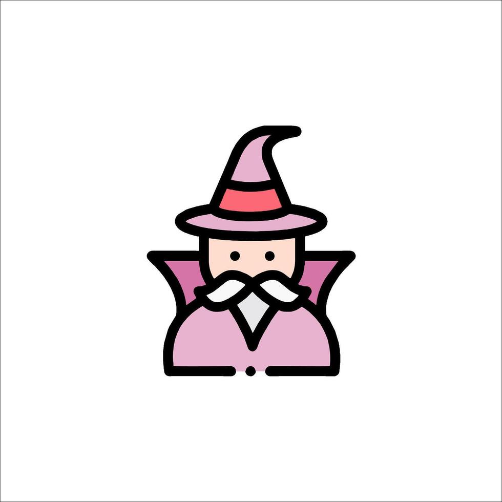 A cartoon wizard with a hat and mustache vector