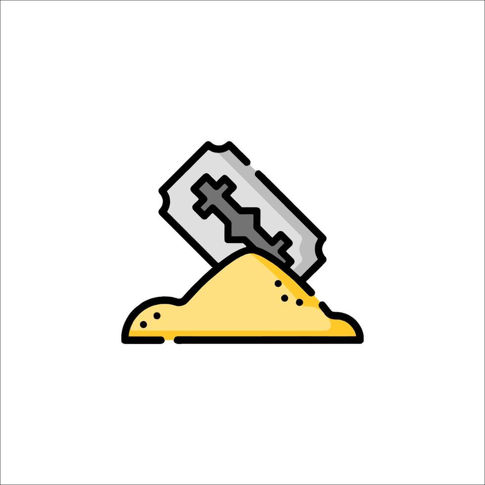 A knife and a shovel in the sand vector