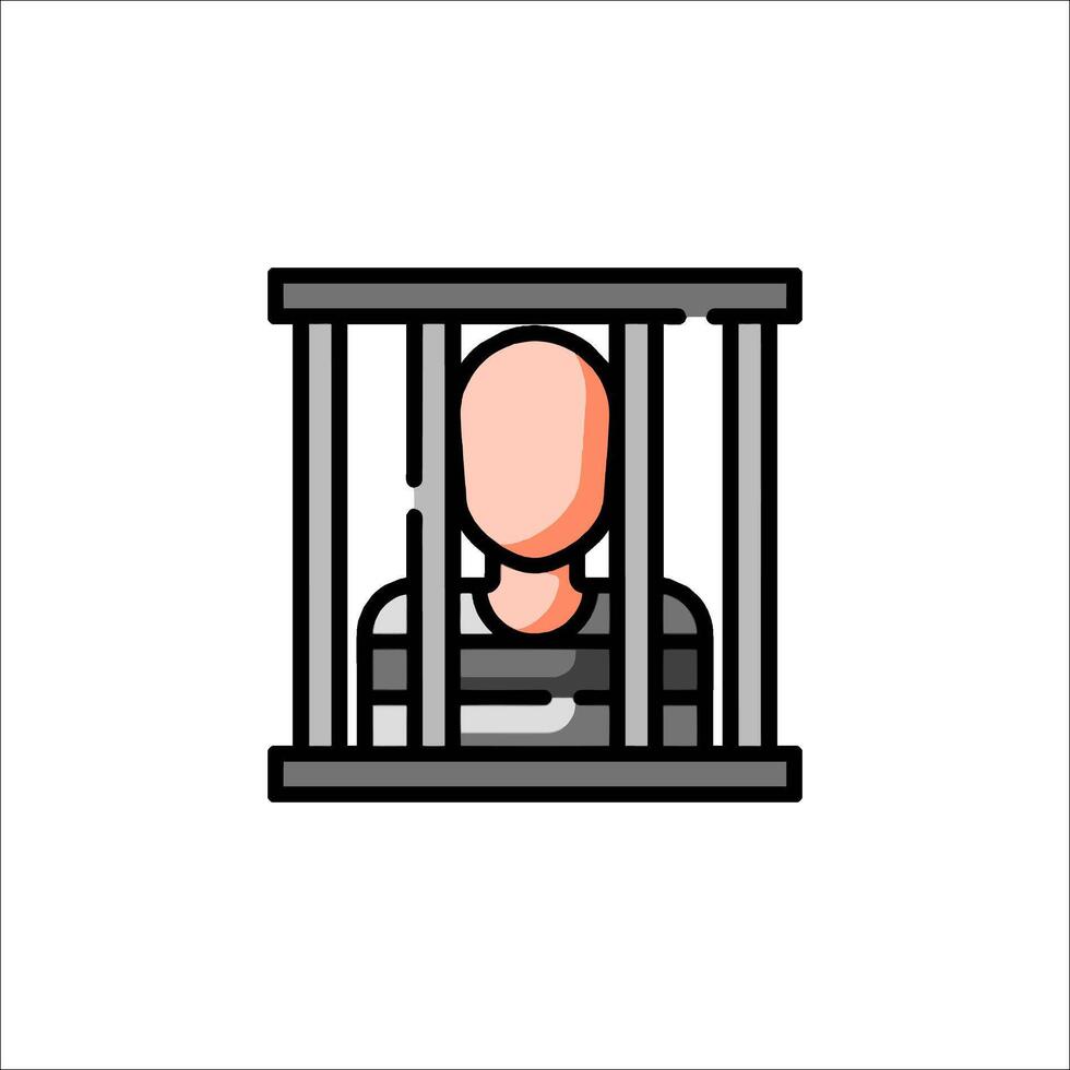 A man in jail cell icon vector