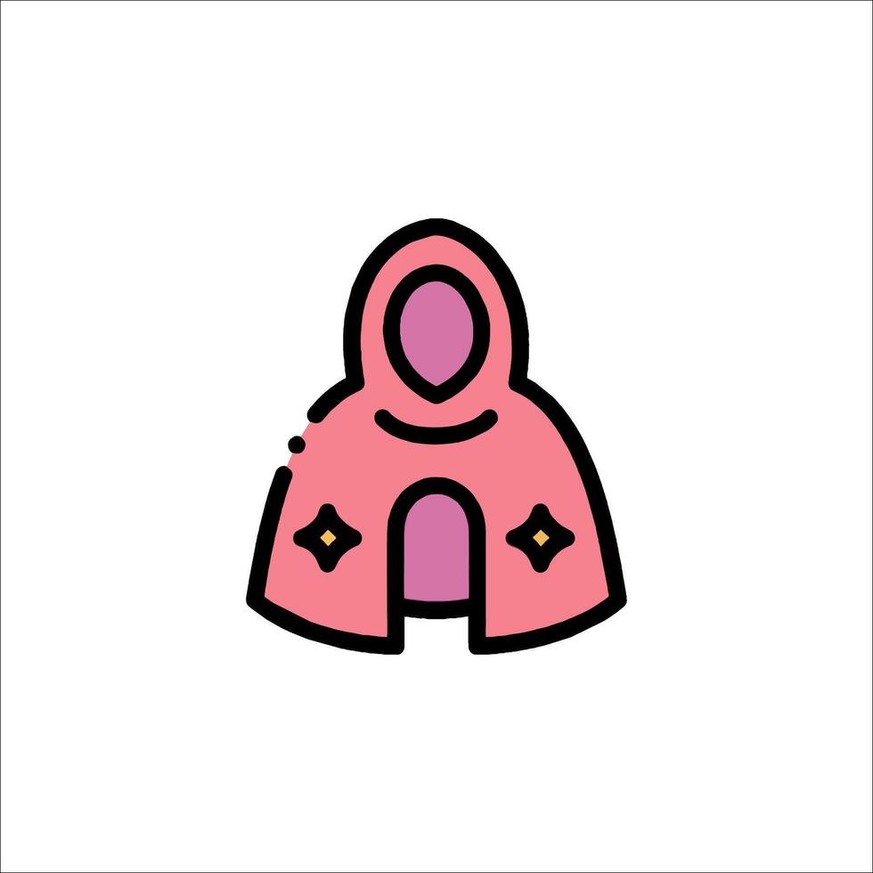 A pink hooded cloak icon on a white background vector