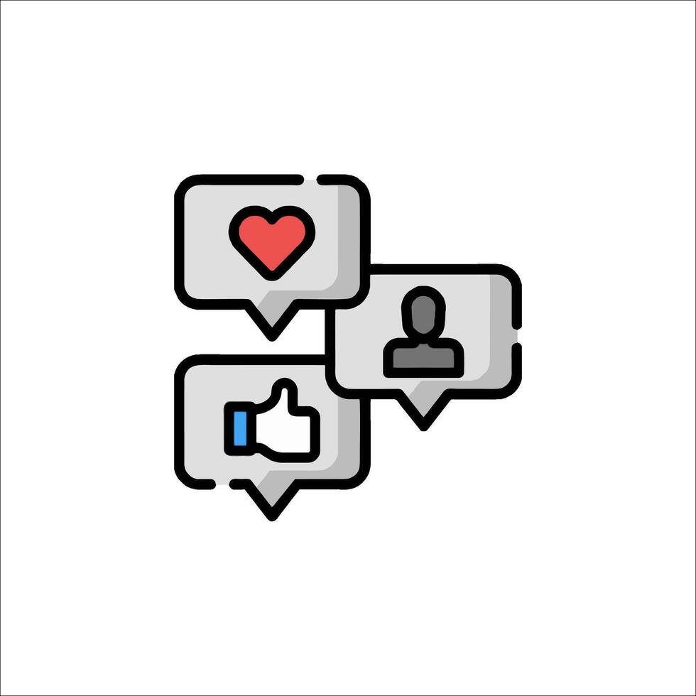 A social media icon with a heart and a thumbs up vector