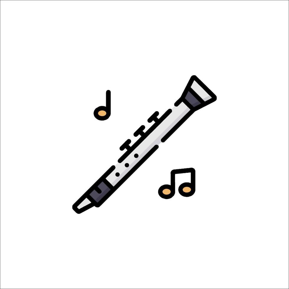 flute icon with music notes vector
