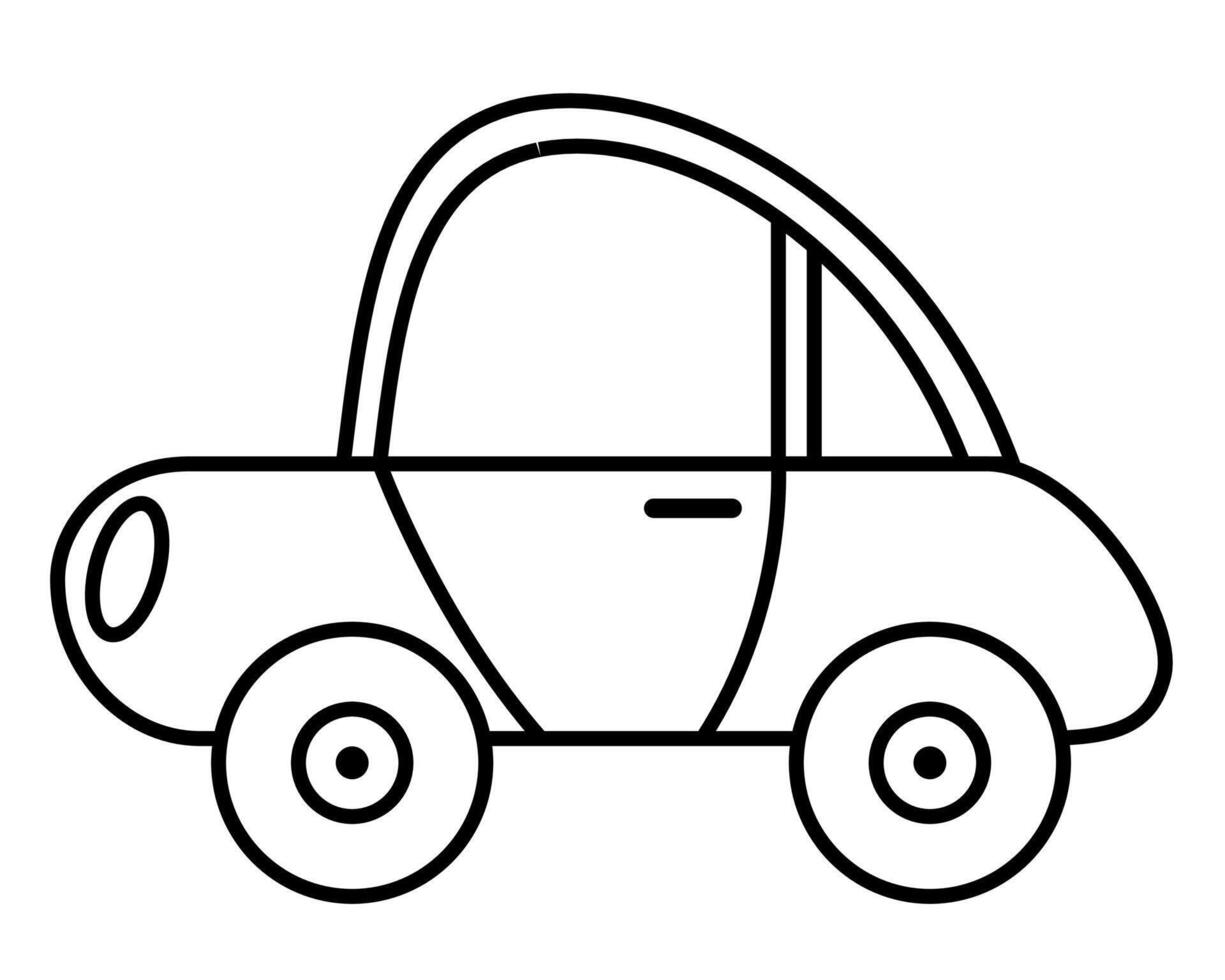 car - black and white cartoon illustration, isolated on white background vector