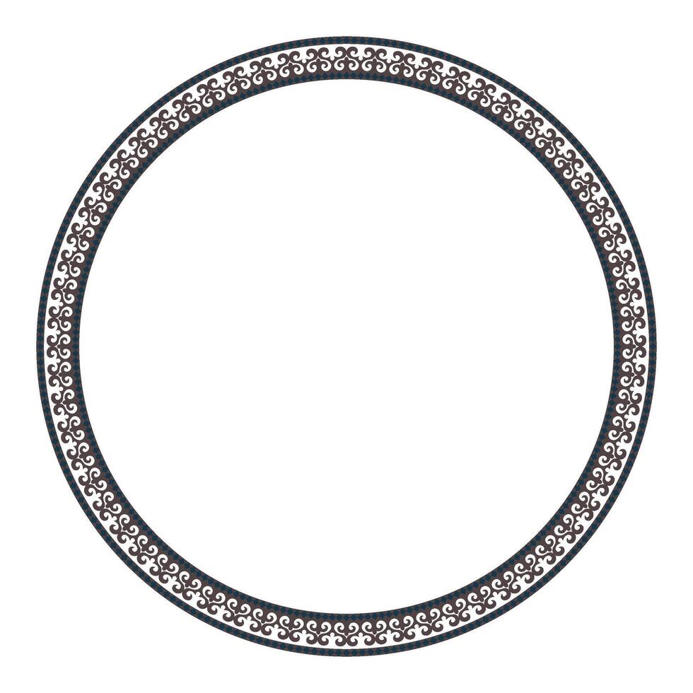 Round Islamic Asian Turkic national ornament frame. Round Islamic Asian Turkic pattern frame, border, decorative ornament of the Kazakh, Kyrgyz, Mongol, Uzbek, Tajik. For embroidery, textile, print vector