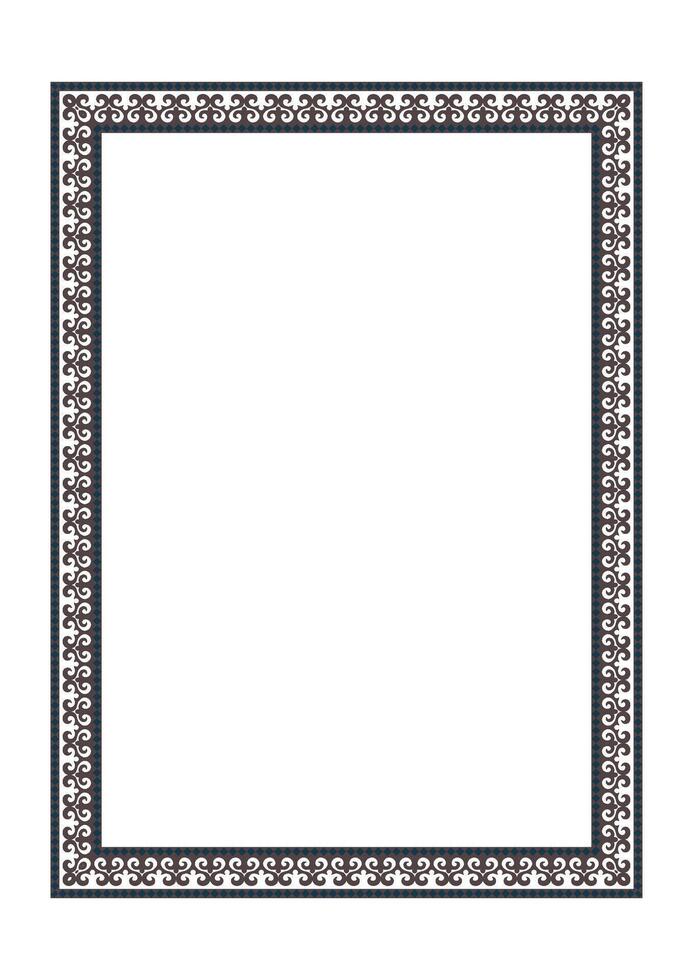 Vertical Rectangular Islamic Asian Kazakh national ornament frame. A4 format. Islamic Asian Kazakh pattern frame, border, decorative ornament of the Kyrgyz, Mongol, Uzbek, Tajik. For Award, printing vector