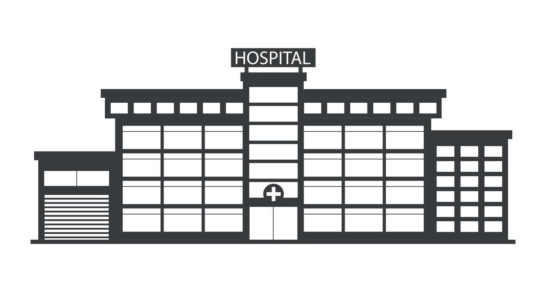 Hospital building icon on white background. Black silhouette. vector