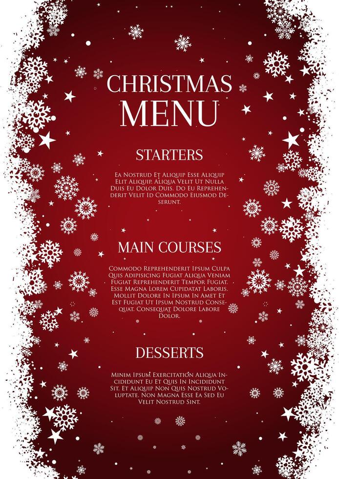 Decorative Christmas menu with snowflake border design vector