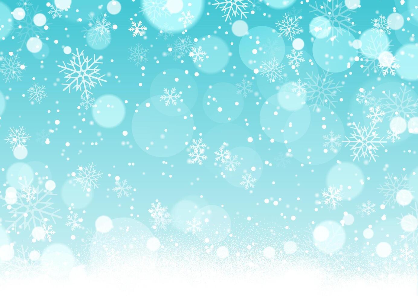 Christmas background with snowflakes and bokeh lights design vector