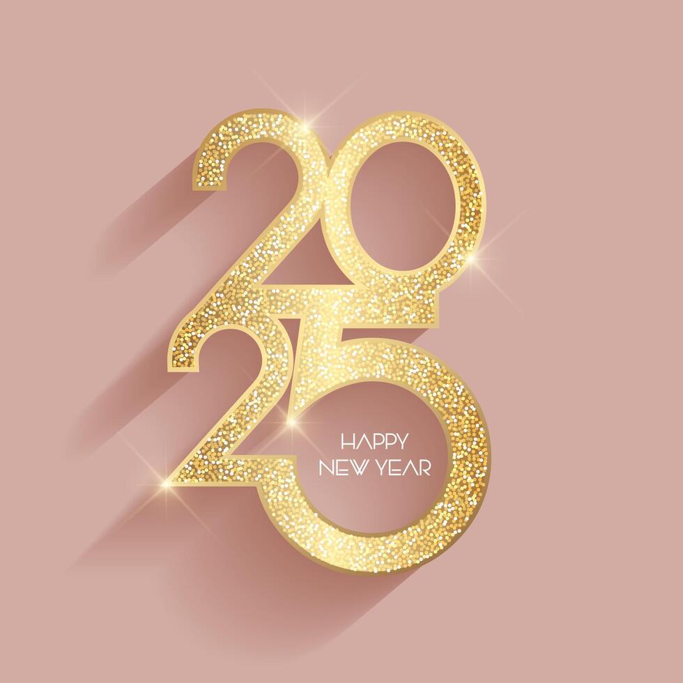 Glittery gold Happy New Year background design vector