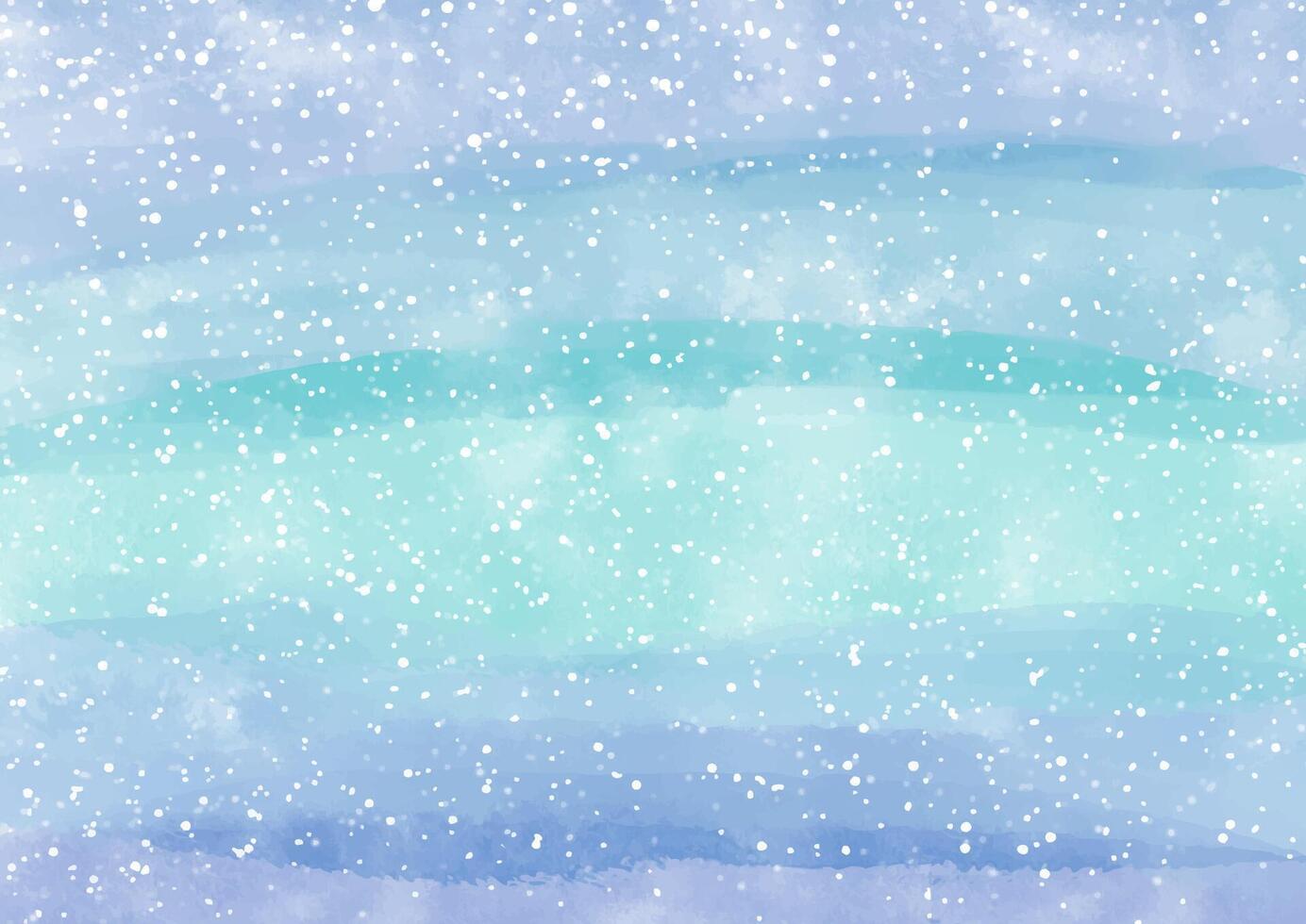 Hand painted Christmas watercolour background with snowy overlay vector