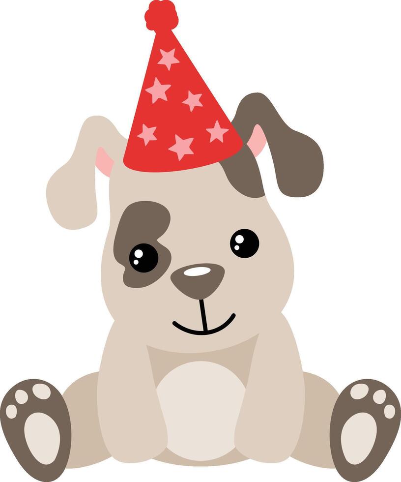 Adorable puppy with party hat on head vector