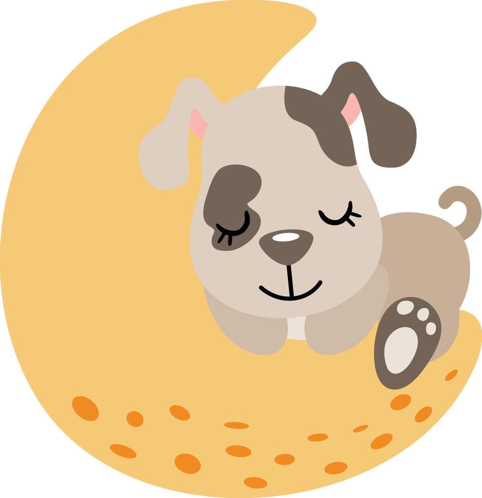 Adorable puppy sleeping on moon vector