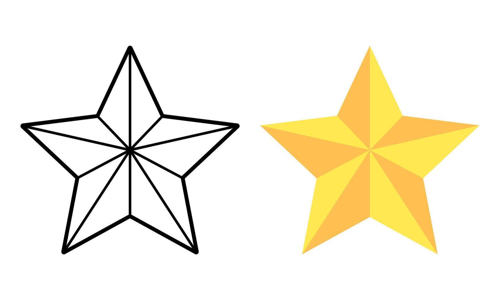 star icon yellow and line illustration set on white background vector