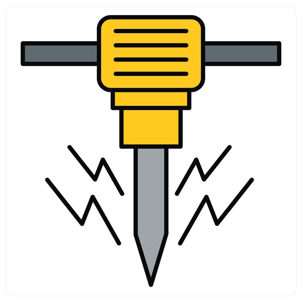Demolition digging machine and demolish icon concept vector