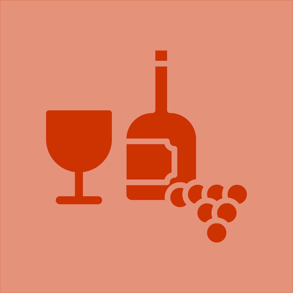 Wine Glass and Grapes Icon Design vector