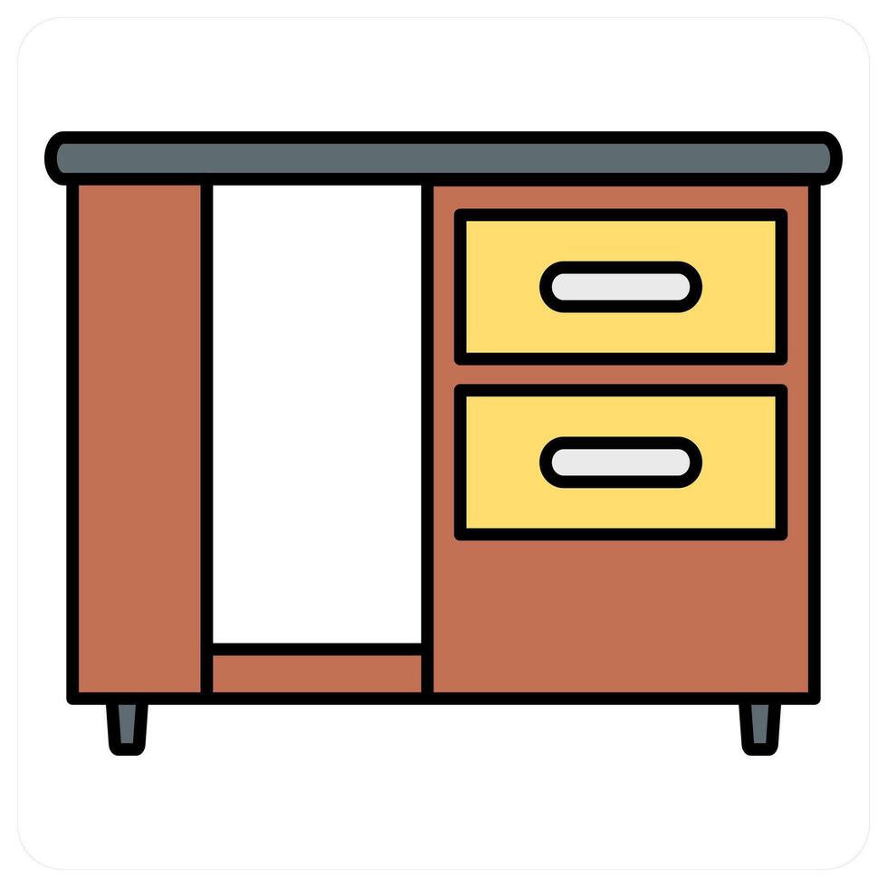 Drawer and furniture icon concept vector