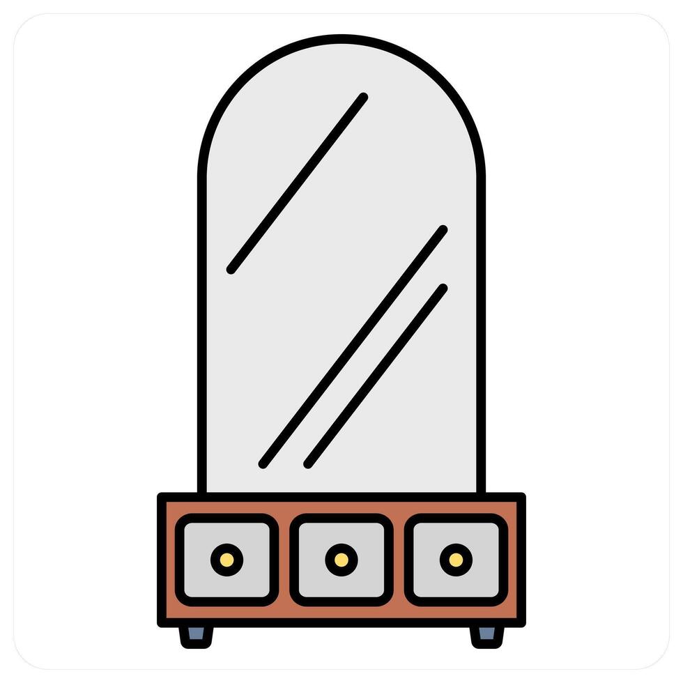 Dressing Table and glass icon concept vector