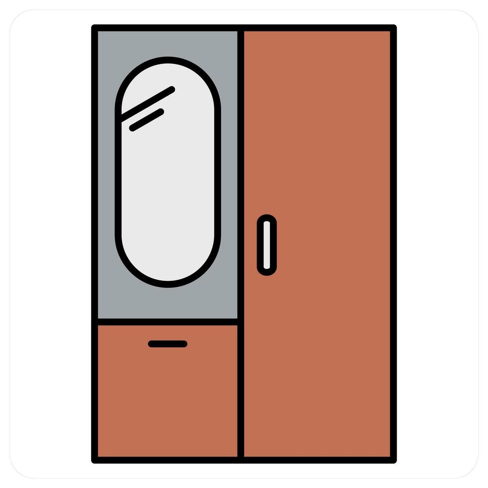 Almirah and drawer icon concept vector