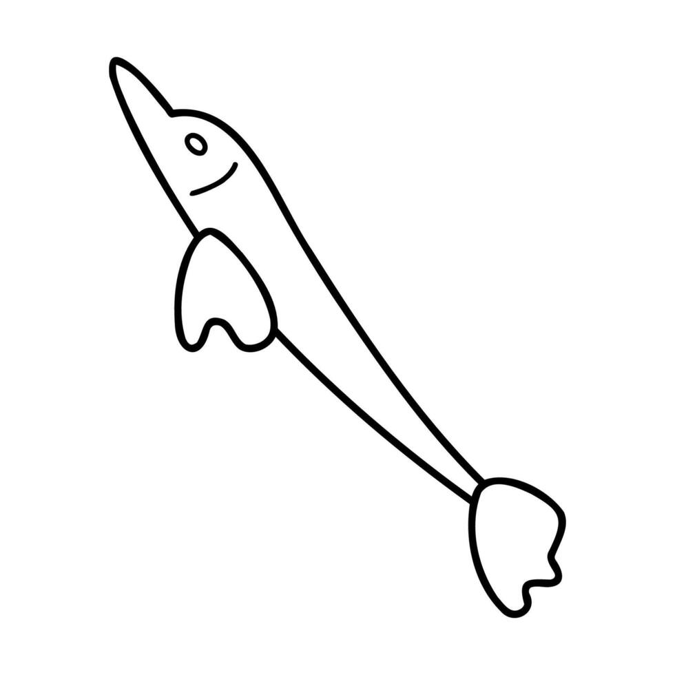 One fish in white and black. Doodle clip art for your projects. vector