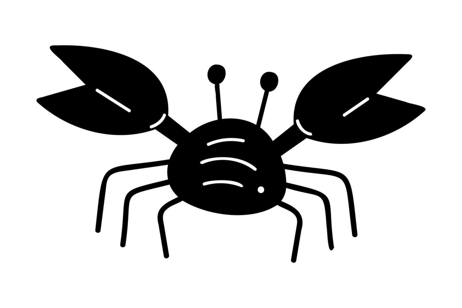 A cute crayfish in black and white colors. Doodle clip art for your projects. vector