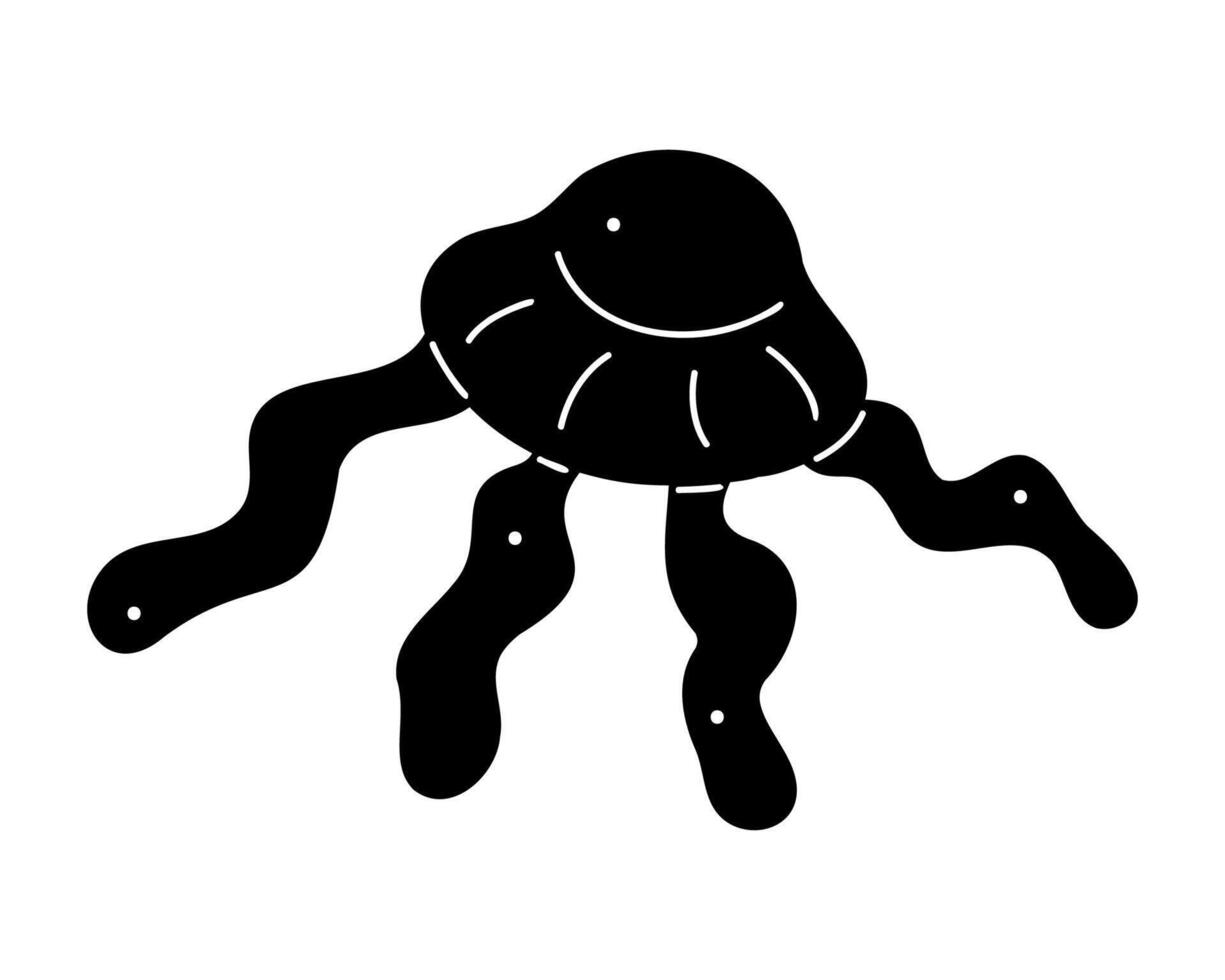 Doodle jellyfish in black and white colors. Clip art for your projects. vector