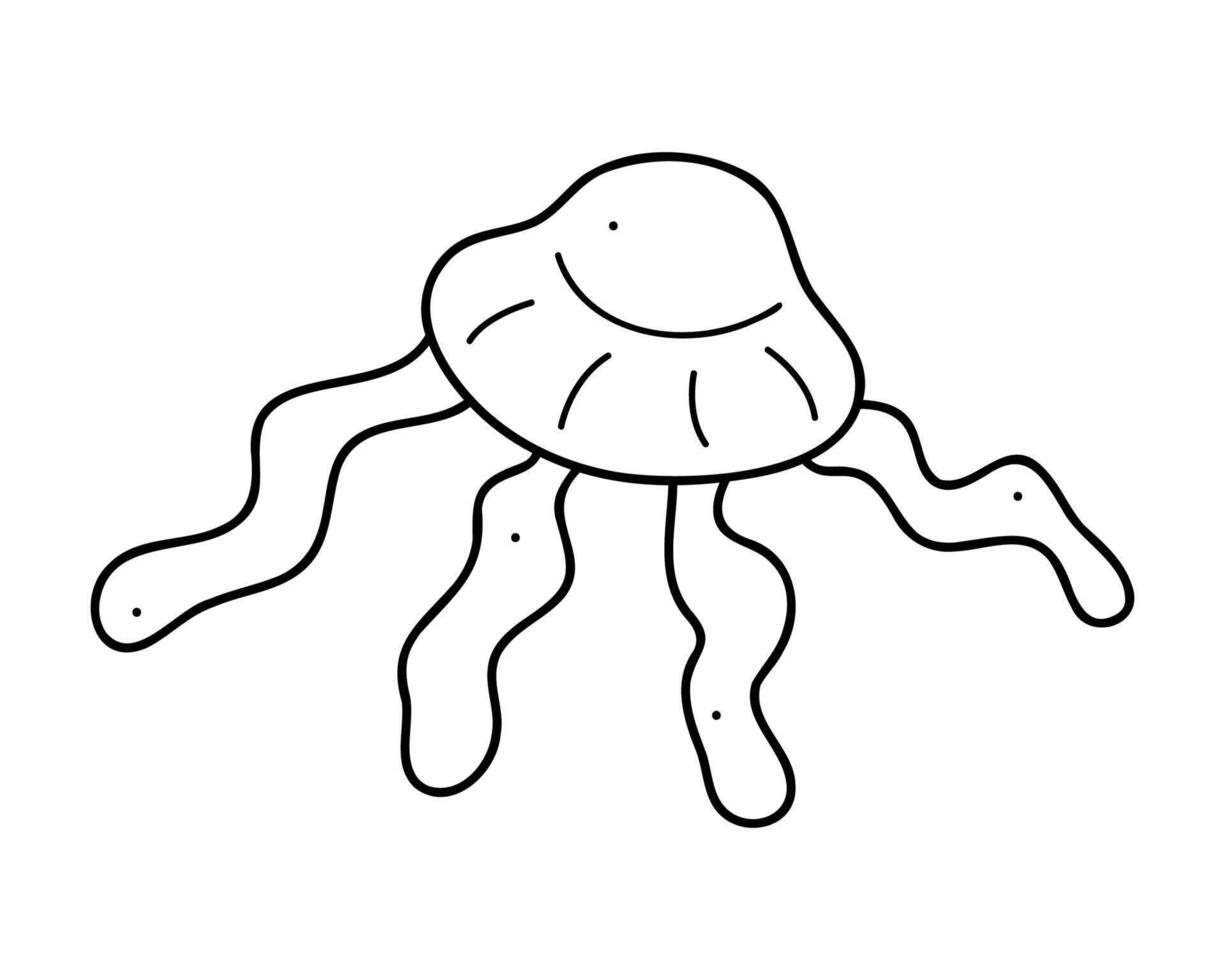 Doodle jellyfish in white and black. Clip art for your projects. vector