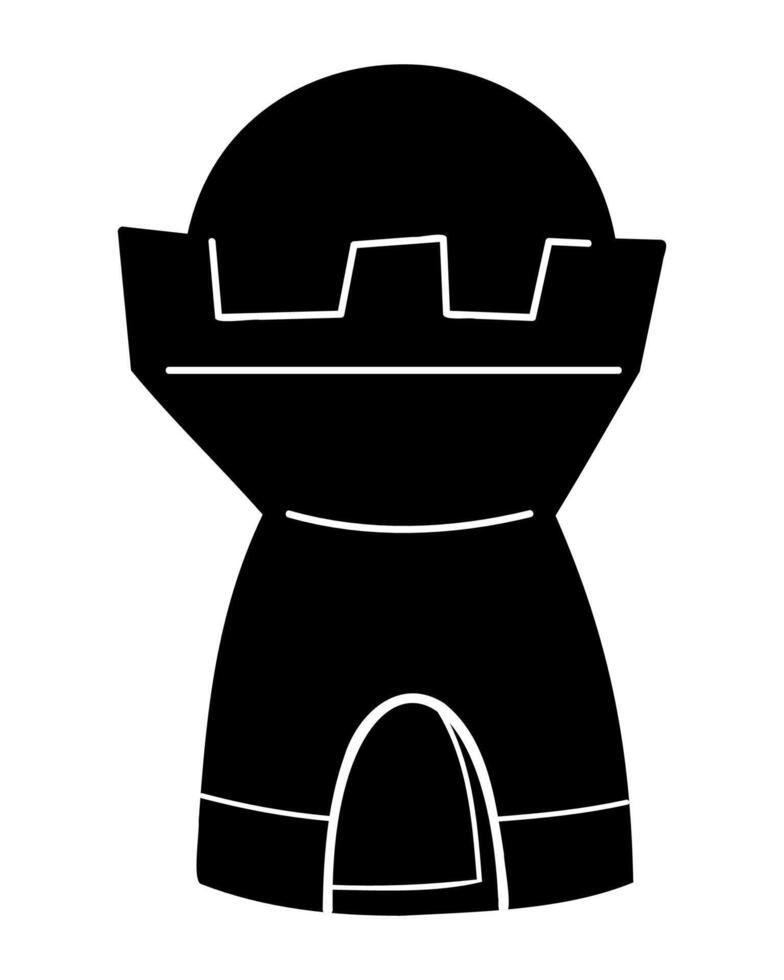 Doodle sand castle in white and black colors. Clip art for your projects. vector
