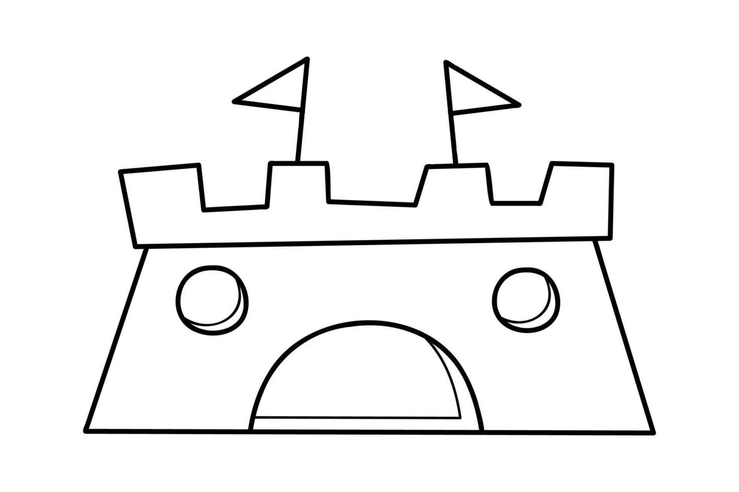 Sand castle doodle in white and black. Clip art for your projects. vector