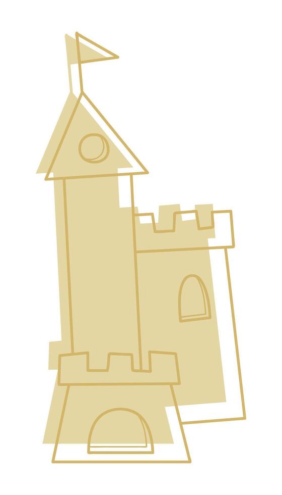 Sand castle color. Doodle clip art for your projects. vector