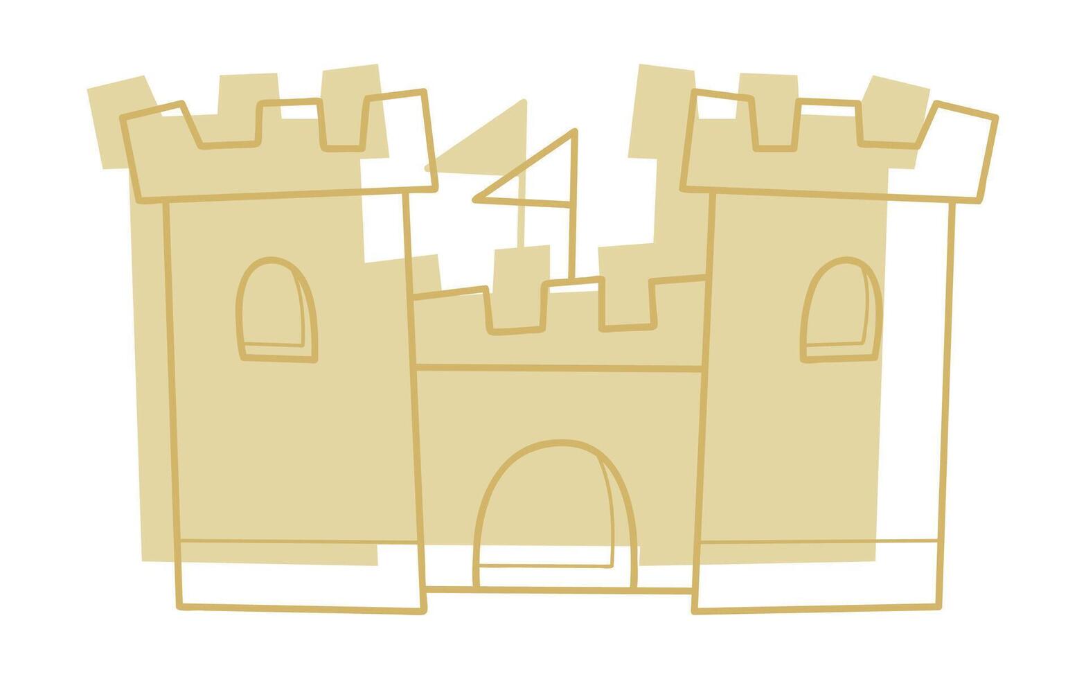 One sand castle color. Doodle clip art for your projects. vector