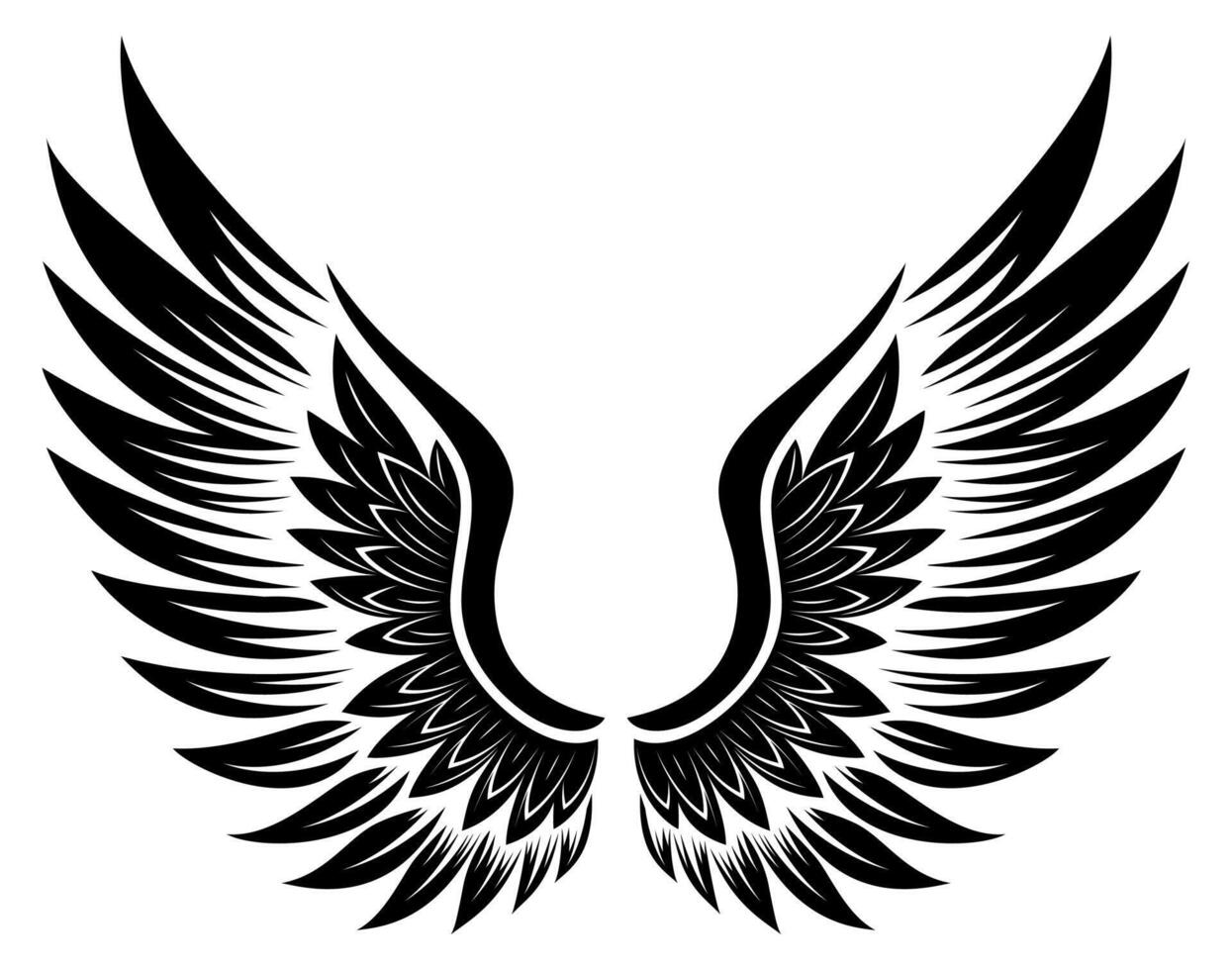 Stylized design of a bird with wings fully extended in monochrome vector
