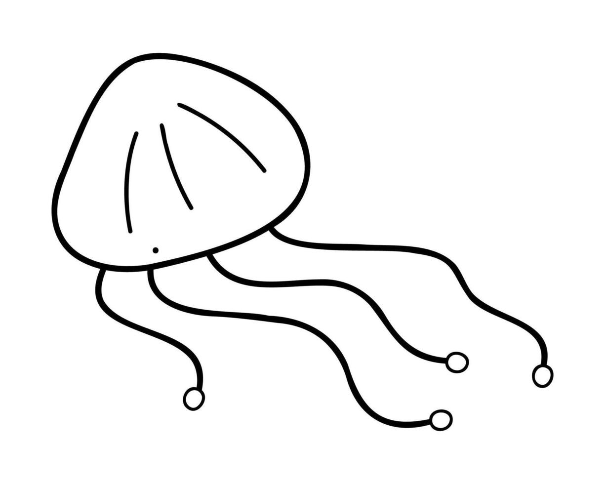 A cute jellyfish in white and black. Doodle clip art for your projects. vector