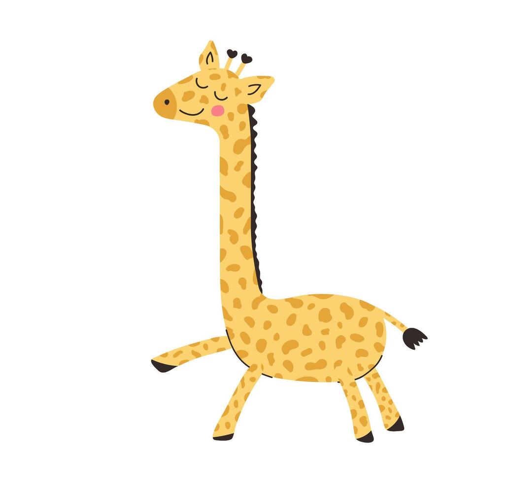 Hand drawn baby giraffe isolated on white background. Cute zoo funny animals vector