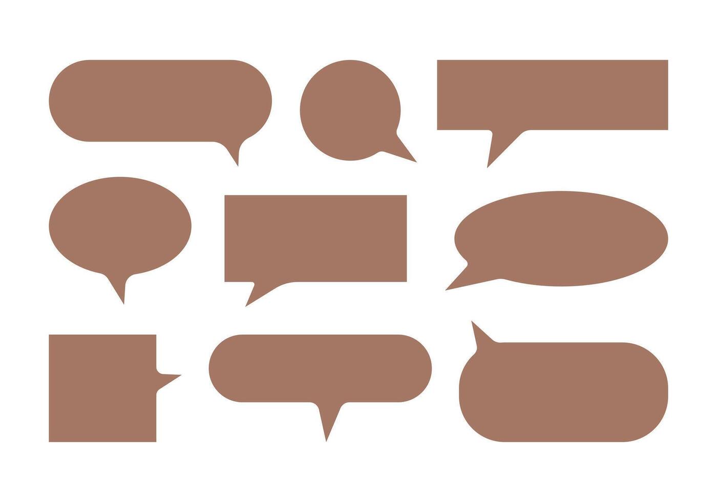 Mocha Mousse color Speech bubble set. Empty textbox for message and info vector