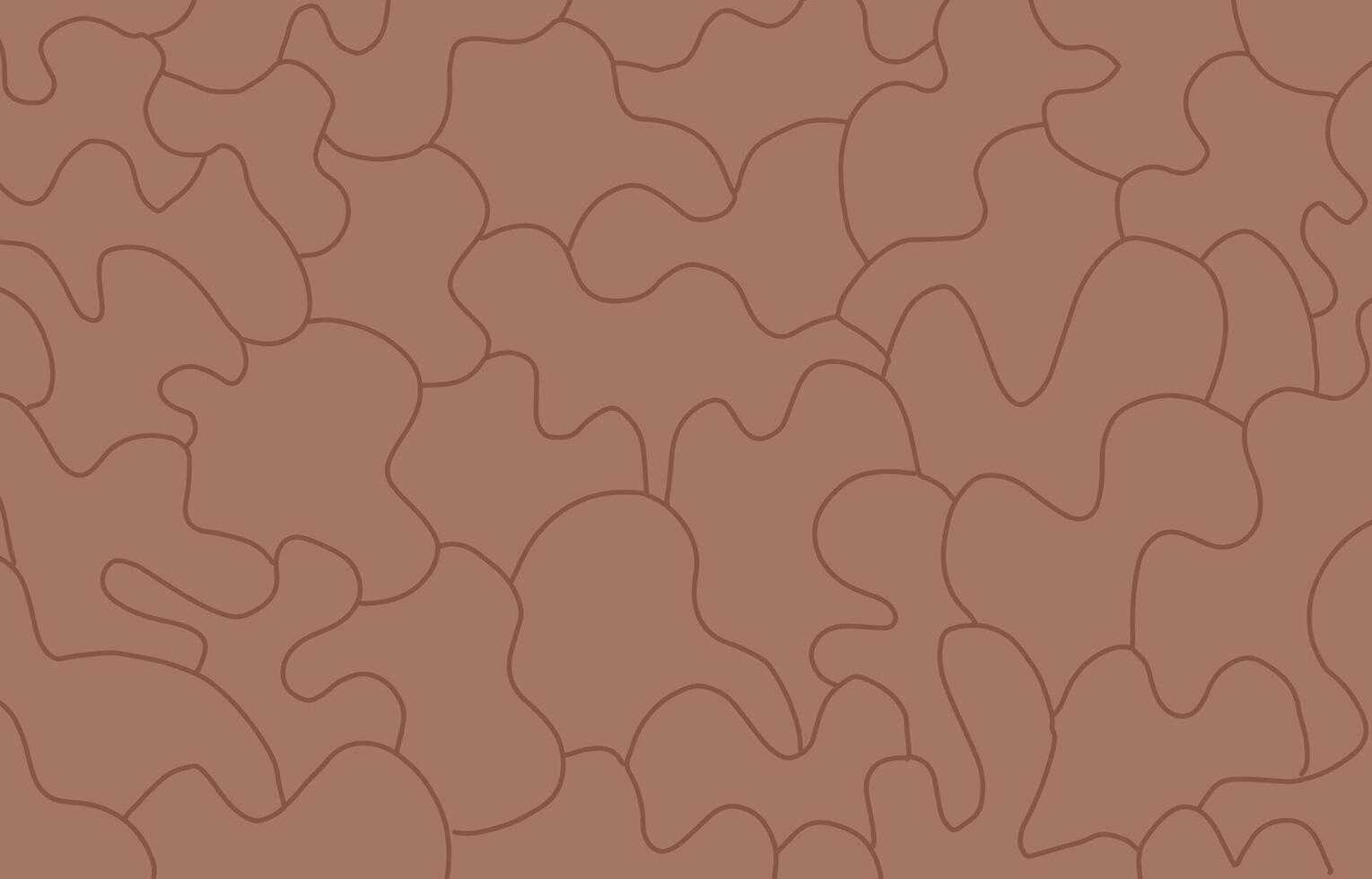 Mocha Mousse background with hand drawn line shapes. Empty creative banner with with abstract doodle fluid forms vector
